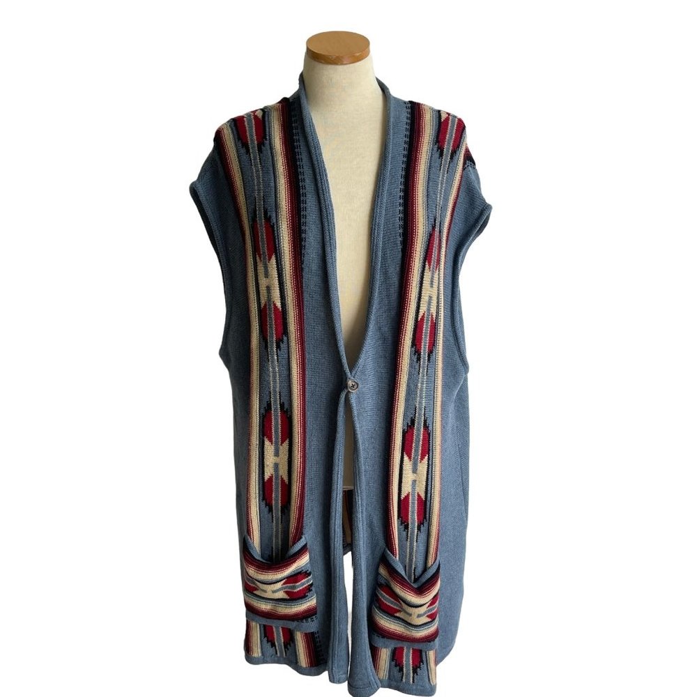 Chaps Multicolor Patterned Vest - image 1